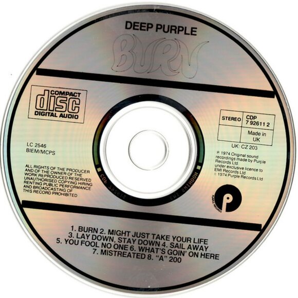 deep purple burn mint 1989 uk cd - blackmore coverdale hard rock mistreated - Picture 2 of 4